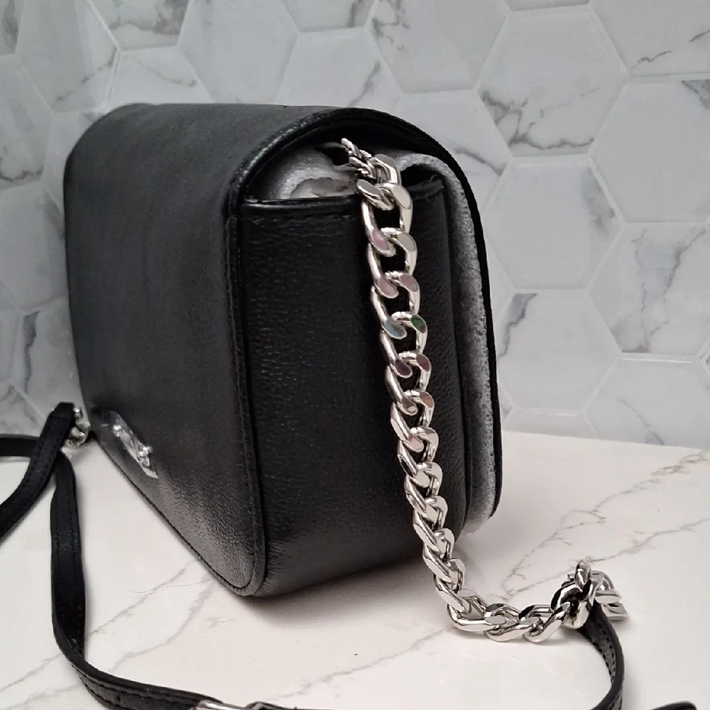 Rebecca Minkoff Black Crossbody Bag with Silver Chain - Picture 5 of 14